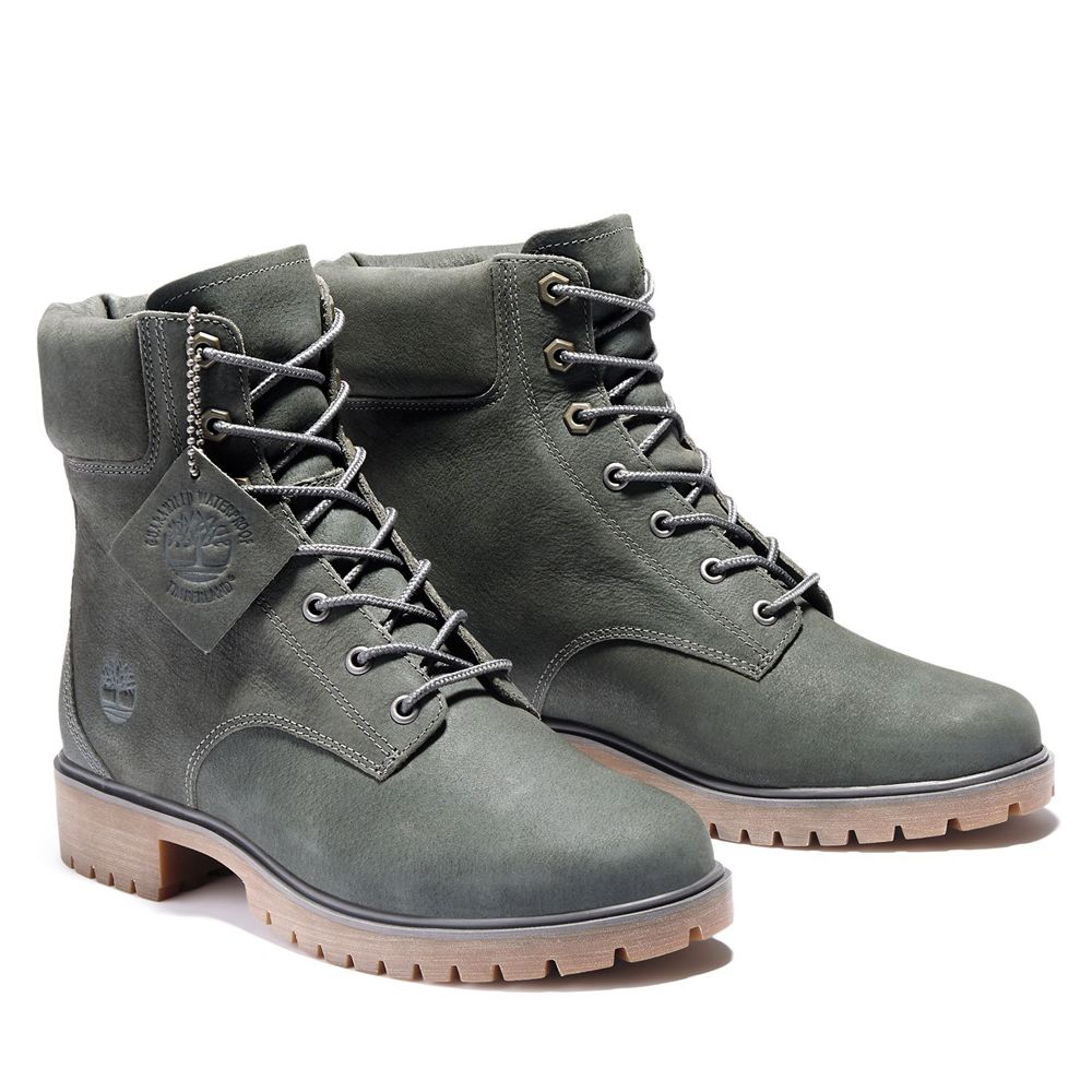 Botas 6-Inch Timberland Argentina Mujer - 6-Inch Jayne Waterproof Cuero - Gris Oscuro - PKLNXG-416